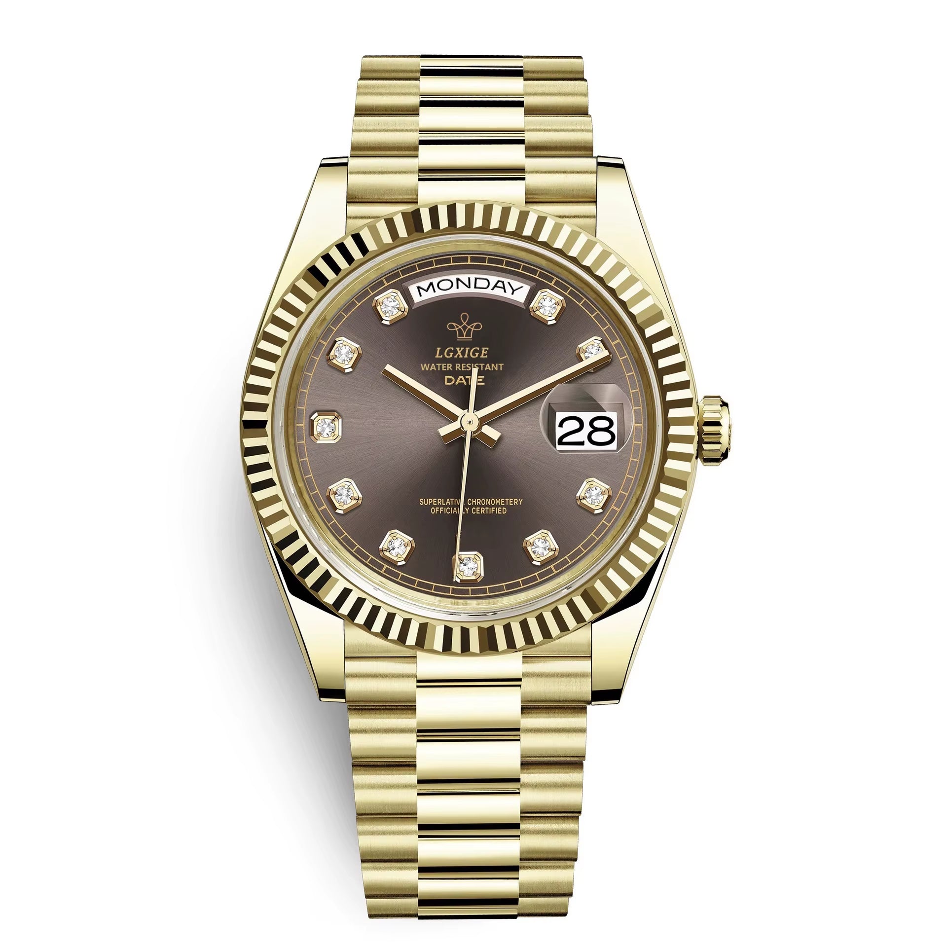 LGXIGE LM021B Luxury Green Boys Quartz Watch Latest Steel Strap Water Proof Date Display Minimalist Casual Watch Design