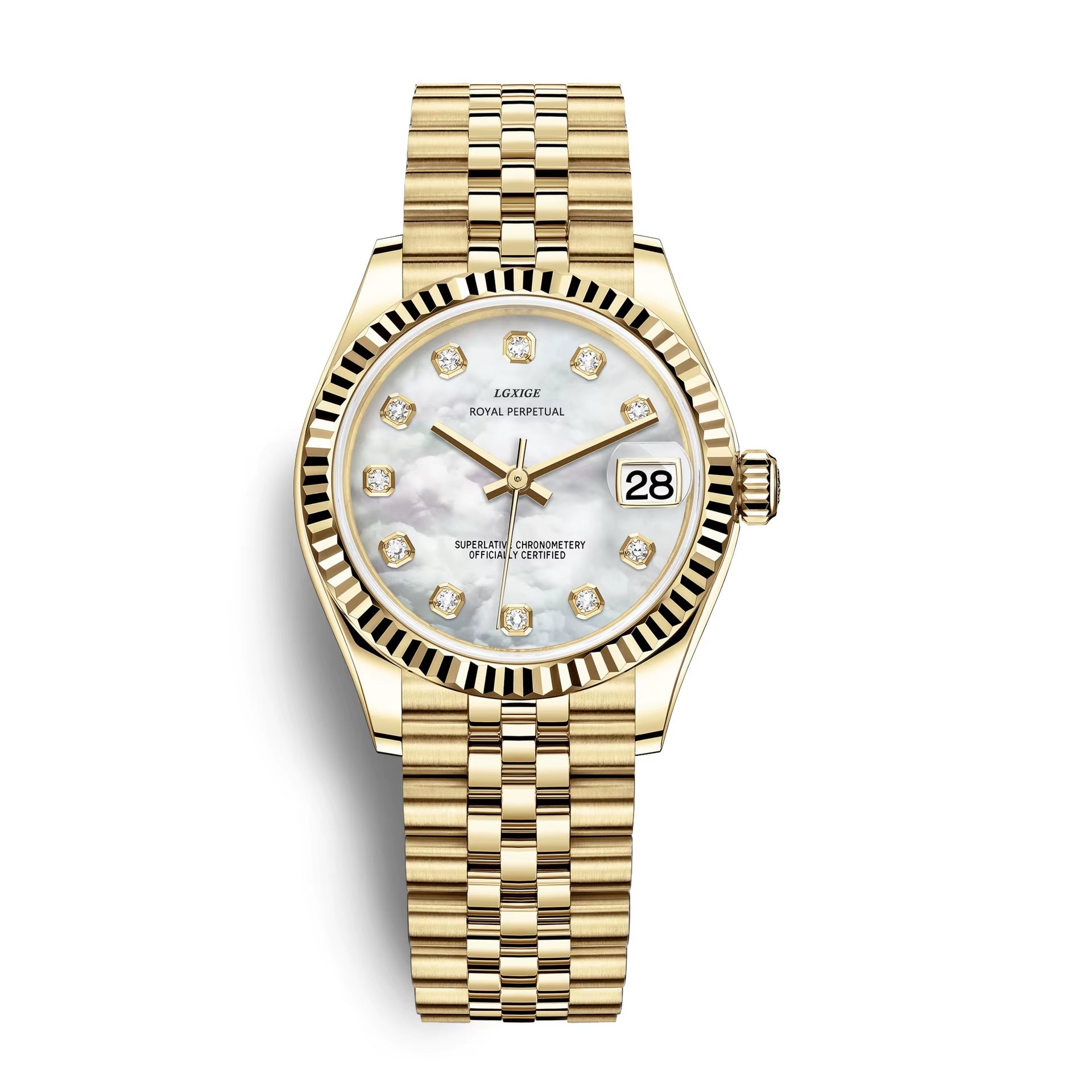 LGXIGE LW052 Unique Comely Female Quartz Watch Exclusive Stainless Steel Band Luminous Calendar Minimalist Leisure Wrist Watch