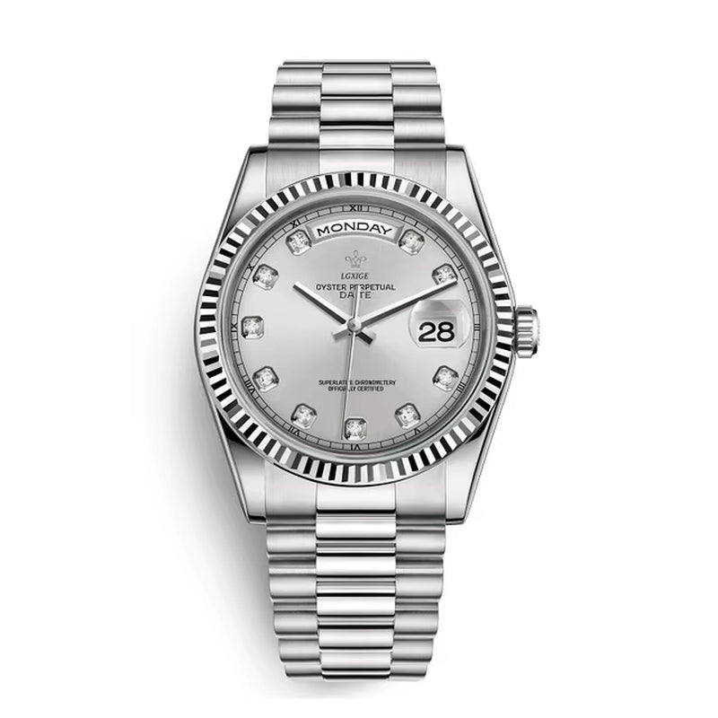 LGXIGE LM021B Luxury Green Boys Quartz Watch Latest Steel Strap Water Proof Date Display Minimalist Casual Watch Design