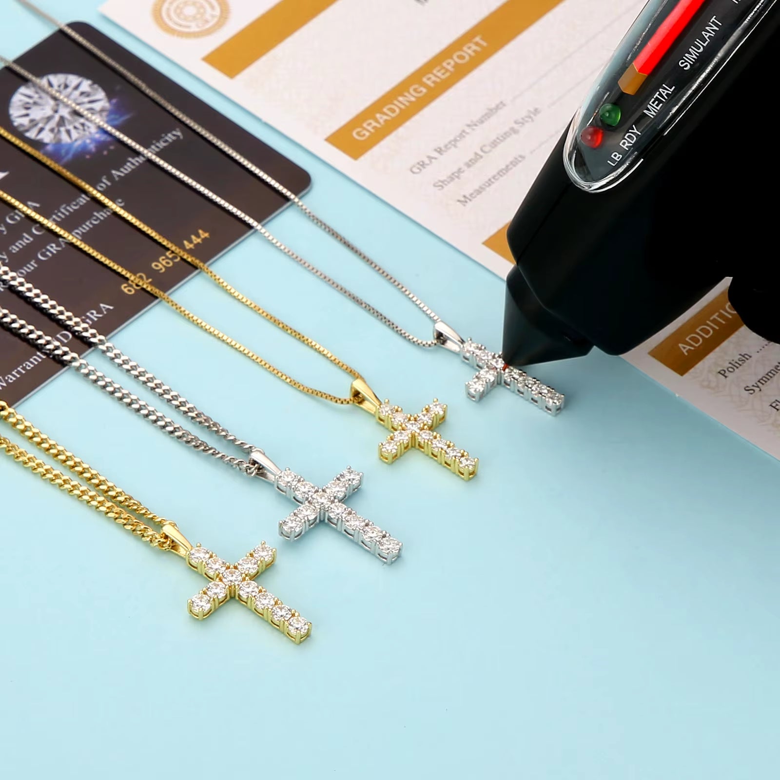 Moissanite Cross Pendant Necklace Women Men Jewelry Faith Pendant Christian Gifts VVS Diamond Charm 925 Sterling Silver Chain